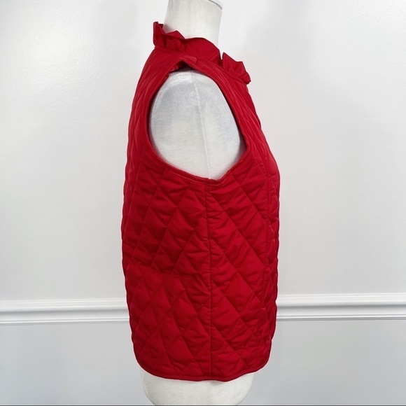 CROWN & IVY Red Ruffle Collar Gold Snap Buttons Puffer Vest - KIDS XL - Picture 6 of 8